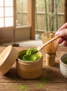 竹节茶粉罐茶叶罐便携密封点茶粉罐子无毒无胶无漆绿色抹茶粉罐子