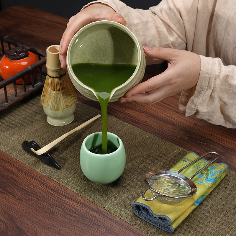 杺梧抹茶碗带嘴打抹茶工具刷日本点茶碗抹茶杯搅拌器茶筅器具套装