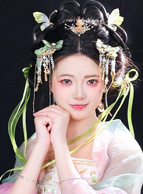 古风发饰绿色系组合套装