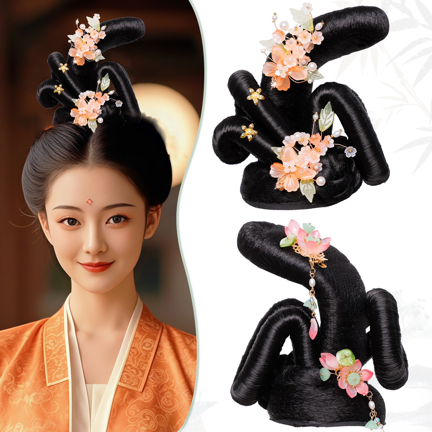 舞蹈演出古典唐风头饰组合