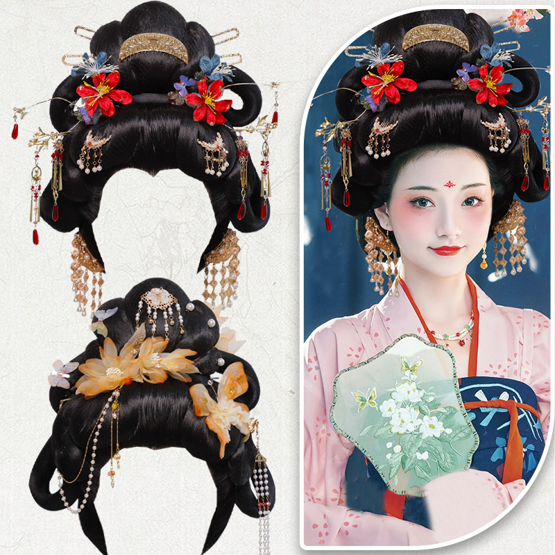 唐风假发饰品头套组合