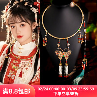 古典复古宫廷合金蝴蝶纯手工项圈古风璎珞明制宫廷马面裙项链配饰