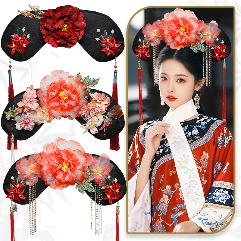 清朝格格旗头发饰组合插梳发髻