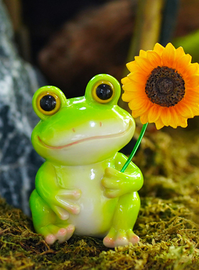 可爱向日葵小青蛙桌面花盆装饰