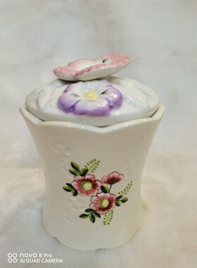 外贸乡村田园高温陶瓷手工拈花首饰盒戒指盒梳妆台摆件装饰品礼物