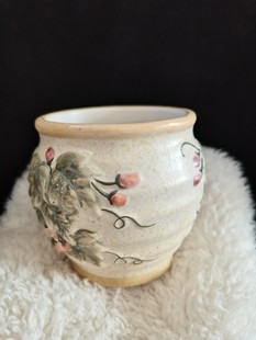 外贸出口主人杯茶杯水杯一口杯好柿连连浮雕工艺品桌面摆件小水缸
