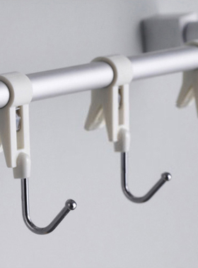 夹管挂钩厨房置物架横杆配件夹勾毛巾架挂杆钩子杆子卡扣穿管防掉