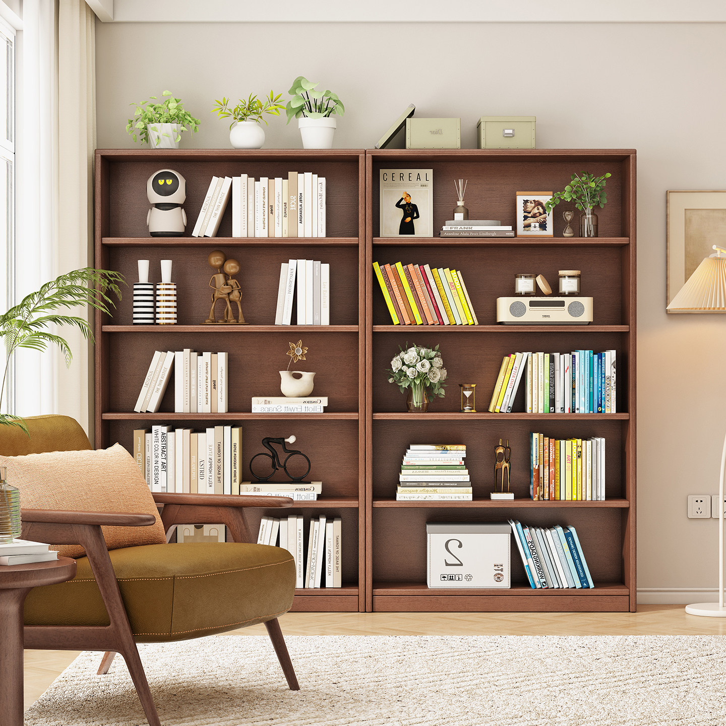 实木书架落地置物架客厅一体靠墙自由组合书柜学生家用收纳储物柜,住宅家具,书架,淘宝优惠券,粉丝福利购,淘宝优惠卷