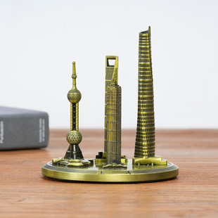 上海地标建筑模型东方明珠中心大厦模型摆件金属旅游纪念品小礼品
