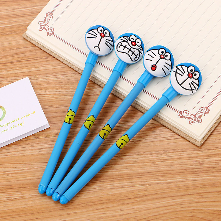 可爱卡通叮当猫黑色中性笔 机器猫签字笔 哆啦a梦水性笔节日礼物