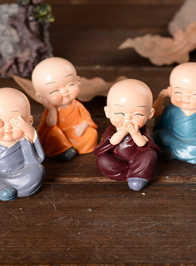 可爱风四不小和尚树脂工艺摆件