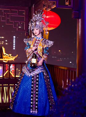 苗家盛装新款苗族服装女豪华套装头饰项圈舞台高端演出服民族风新