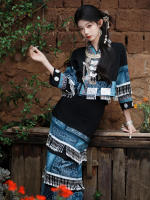 2026 New style batik Miao ethnic costume, female Tujia ethnic minority travel photography, Miao Xinjiang girl performance costume and photography costume thumbnail 2