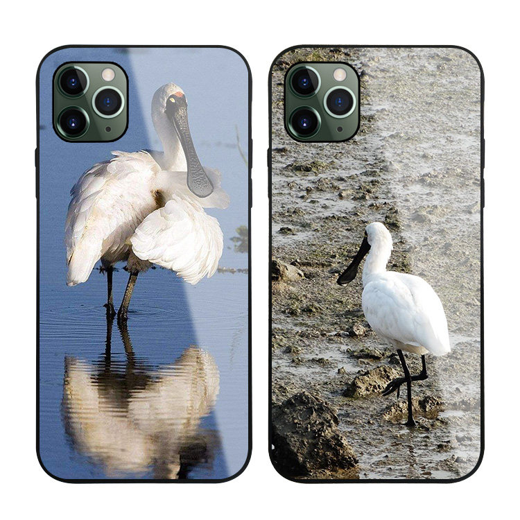 黑脸琵鹭手机壳适用iPhone11PORMAX钢化玻璃壳7/8plus软X保护套6S