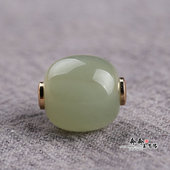 天然和田玉A货晴水绿老型珠路路通金项链吊坠12mm手链手绳diy串饰