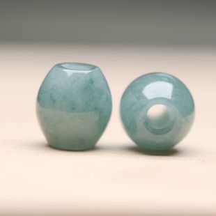 纯天然翡翠A货原矿原色蓝水米珠6.5mm孔2mm路路通DIY玉石手串Y162