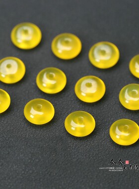 新品纯天然黄玛瑙平安扣隔珠配饰