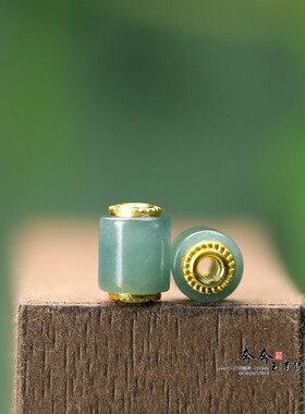 天然蓝水翡翠A货管桶珠7*9mm镶孔2mm配件散珠DIY耳坠手链配饰B210