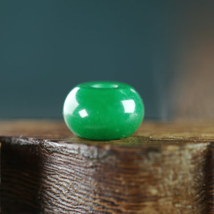 菠菜绿玉石算盘珠路路通13mm大孔4mm金项链转运珠玉吊坠百搭B127