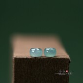 纯天然蓝水翡翠雪花算盘珠6 4mm大孔2.5mm玉隔珠DIY珠链串饰C64