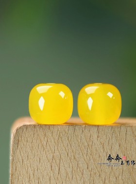 天然鸡油黄玛瑙10mm老型珠散珠DIY手链项链隔珠串饰配件B237