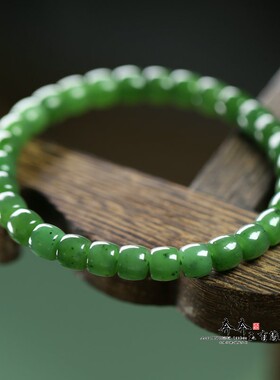 天然和田玉碧玉糖玉7*6mm珠