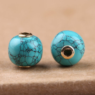 绿松石老型珠串饰项链路路通孔2