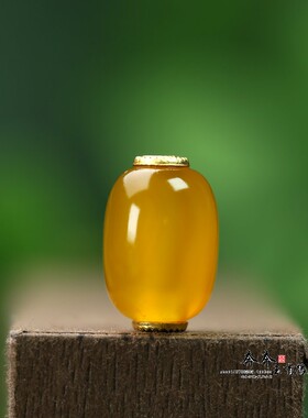 纯天然玛瑙黄色桶珠15*10mm孔2mm