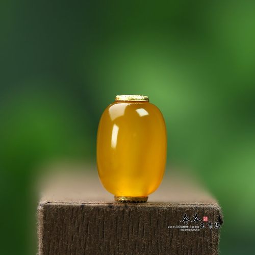纯天然玛瑙黄色桶珠15*10mm孔2mm