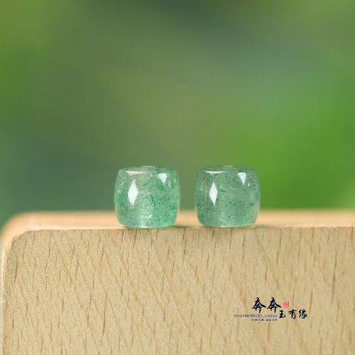天然绿草莓晶直切老型7.5*7mm