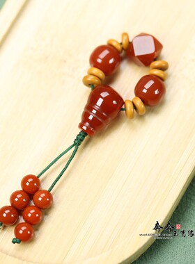 天然红玛瑙搭三通圆珠套装DIY盘串文玩手链跑环提留挂件配饰J238