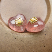 天然草莓晶爱心小滴溜配饰心形隔珠配件DIY饰品玉手链手串配珠J75