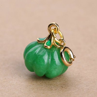 干青玉石翡翠南瓜活扣手链吊坠