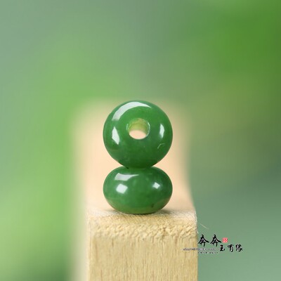 纯天然和田玉碧玉算盘珠10*6mm孔3mm手绳串饰DIY红绳编织配珠D172