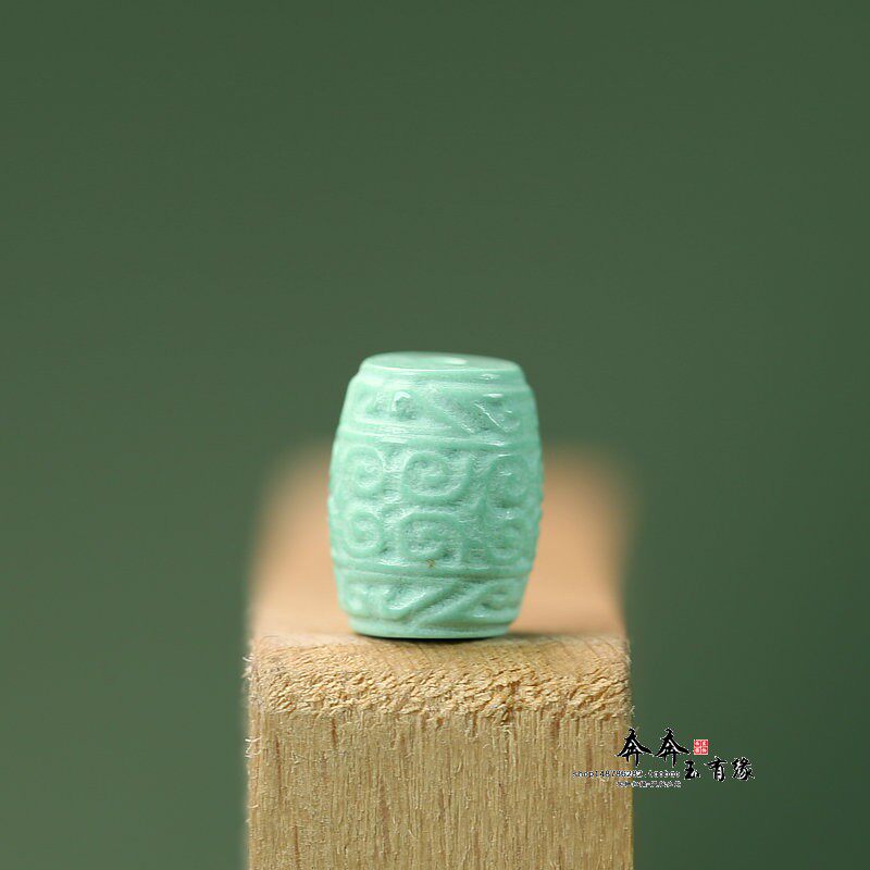 天然绿松石如意祥云长桶珠8*12mm