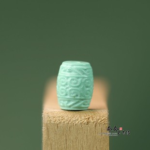 天然绿松石如意祥云长桶珠8 12mm通孔1mm散珠diy文玩配饰配件D22