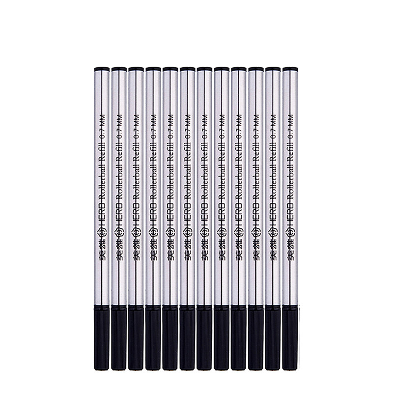 英雄官方359笔芯233A金属签字笔水笔替换笔芯黑色0.5mm/0.7mm螺纹头直插头子弹头速干宝珠笔中性笔笔芯