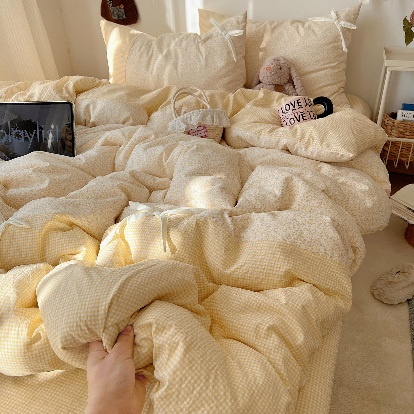 A类韩式公主风蝴蝶结四件套纯棉全棉床单被套2026新款宿舍三件套4