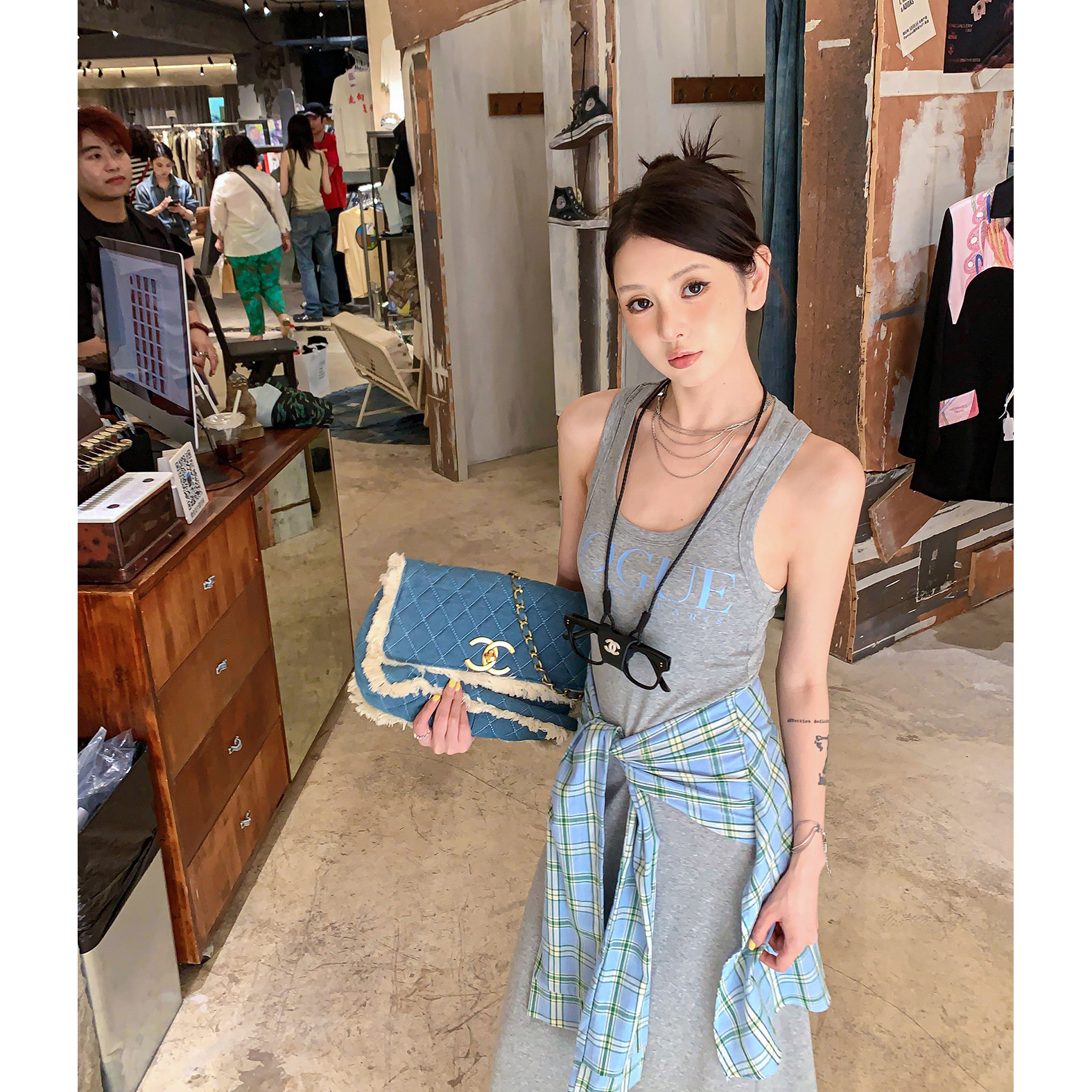假两件背心连衣裙长款女夏2024