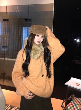 橘子奶霜 羊毛花纱冬软糯橘毛衣女2025慵懒风杂色韩系温柔针织衫