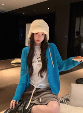 色彩高材生 多种穿搭韩系软糯针织开衫女设计感外穿显瘦百搭上衣