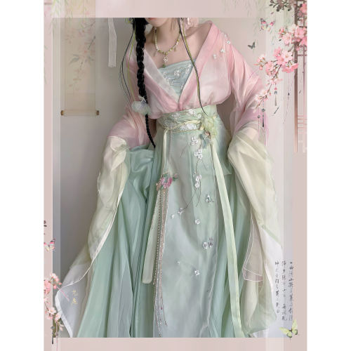 财红轩原创汉服【南枝】南北朝大袖交领齐腰破裙重工刺绣春夏套装