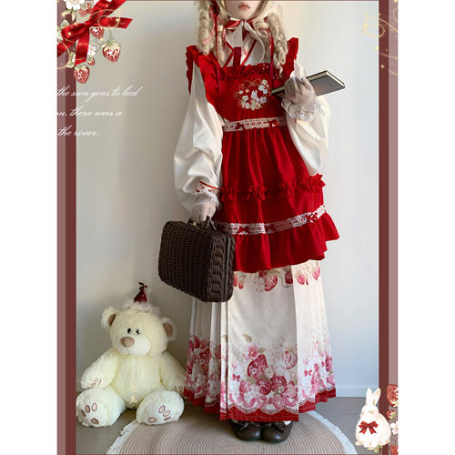 汉洋折衷财红轩原创汉服明制绣花加绒拜年服圣诞洛丽塔秋冬套装