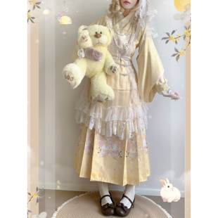 汉洋折衷财红轩原创汉服琵琶袖马面裙洛丽塔罩裙可爱风汉元素冬款