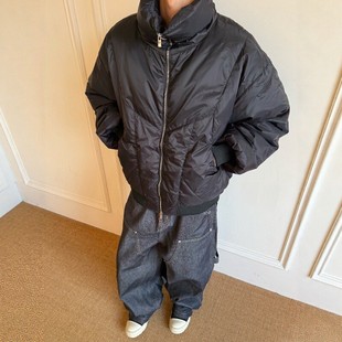 HY711 型外套棉衣冬 异形解构盔甲白鸭绒羽绒服男女保暖加厚短宽版