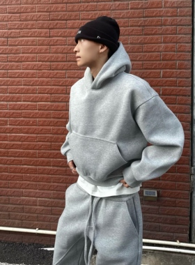 HY711 长期主义系列550g基础连帽卫衣男女短宽boxy版型秋冬上衣