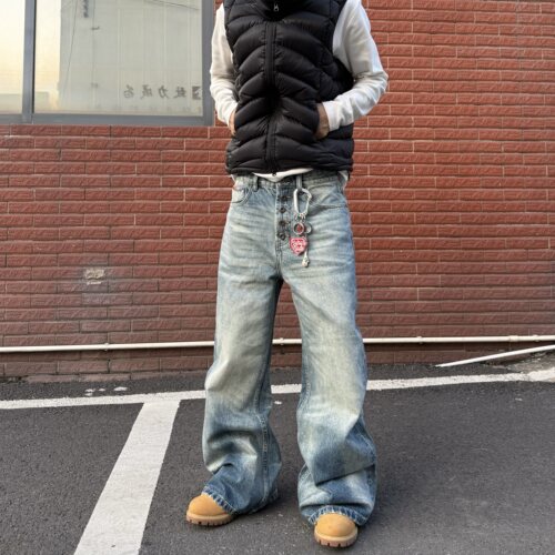 HY711水洗五连扣泥染A字蓝牛