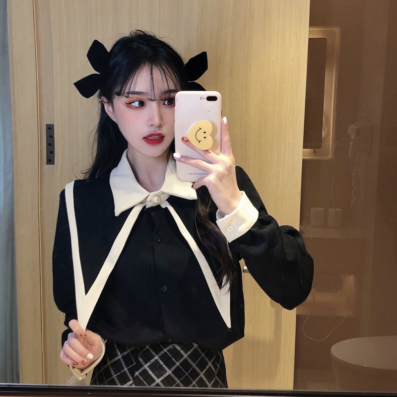 New baby collar shirt for girls in early spring of 2021