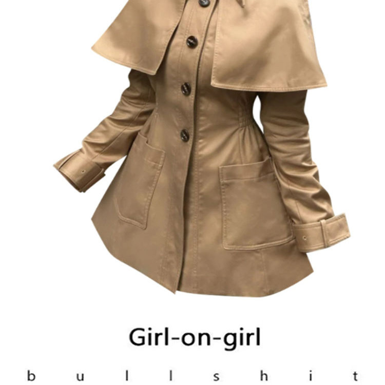 复古英伦风可拆卸斗篷外套女秋2025气质显瘦修身风衣裙