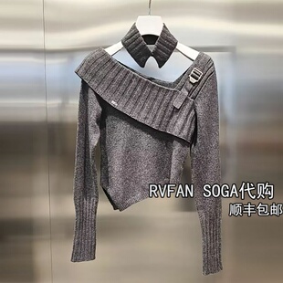 REVANYAYA芮范雅2025冬季新款一字肩毛衣女士针织衫上衣R92403476